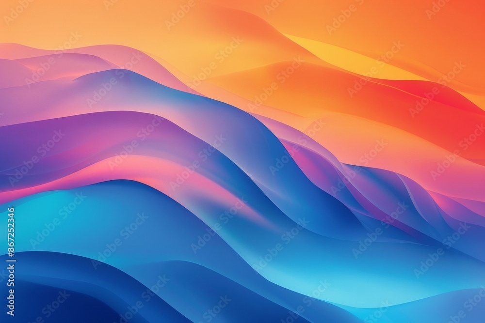 Abstract background with colorful waves and a gradient of orange and blue colors Abstract background with colorful waves and a gradient of orange and blue colors