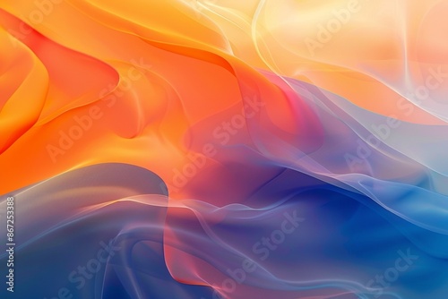 Wallpaper Mural Abstract orange and blue background with blurred wavy shapes Torontodigital.ca