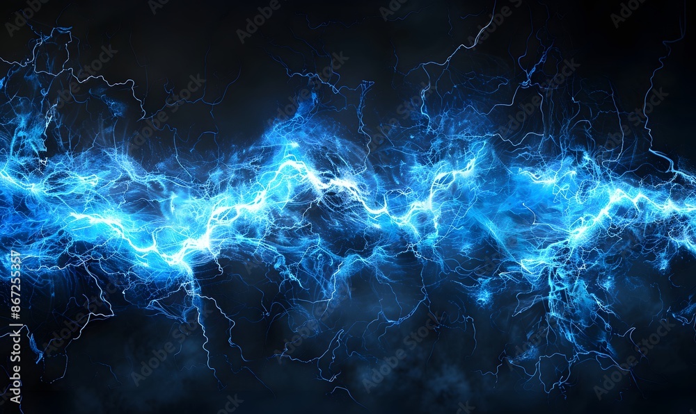 Abstract glowing blue plasma on black background, Abstract glowing blue plasma on black background,