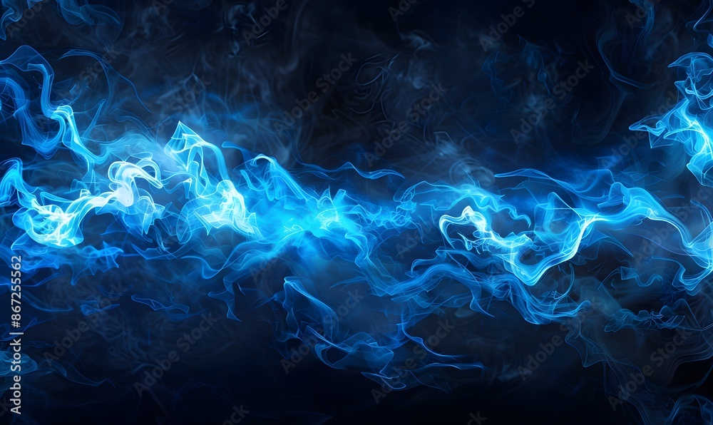 Abstract glowing blue plasma on black background, Abstract glowing blue plasma on black background,