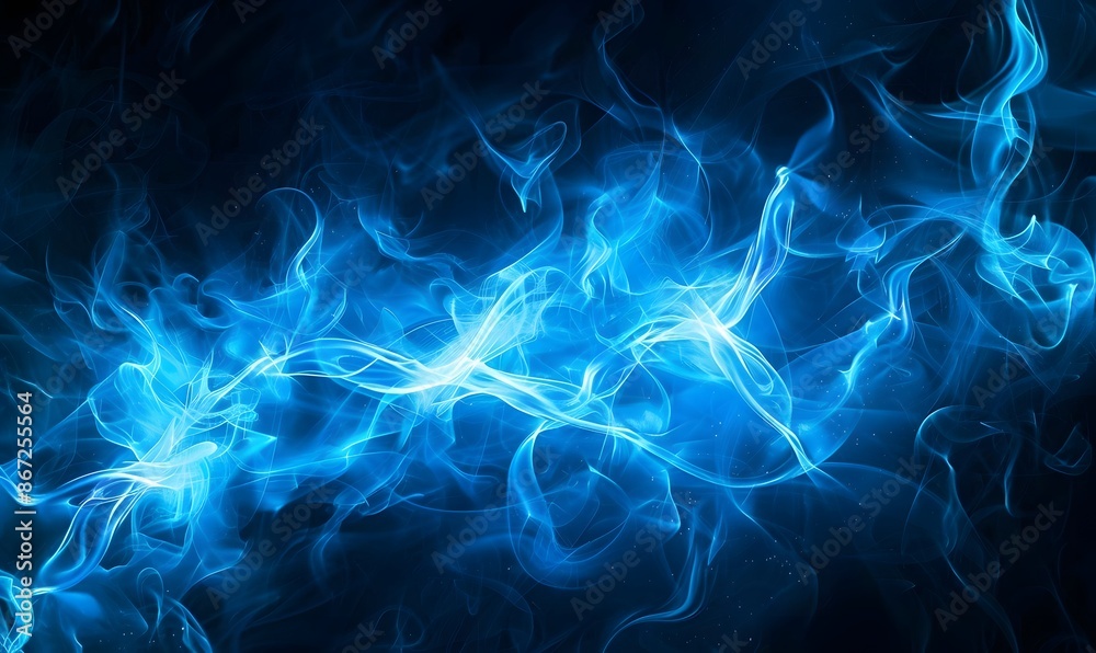 Abstract glowing blue plasma on black background, Abstract glowing blue plasma on black background,