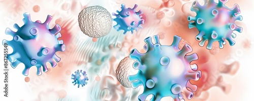 Immune response to metastatic cancer cells, medical illustration, defense mechanism