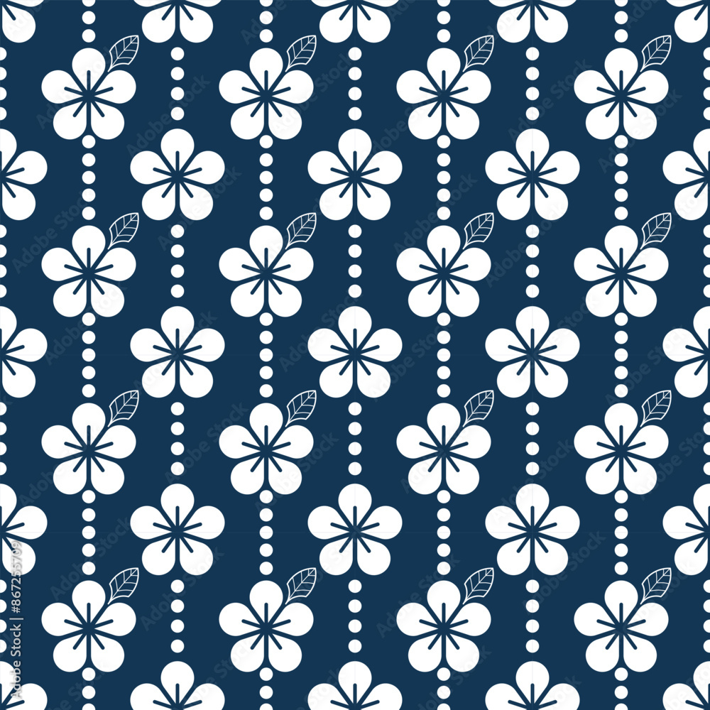 White Plumeria with pearl necklace Hawaii style seamless pattern White Plumeria with pearl necklace Hawaii style seamless pattern