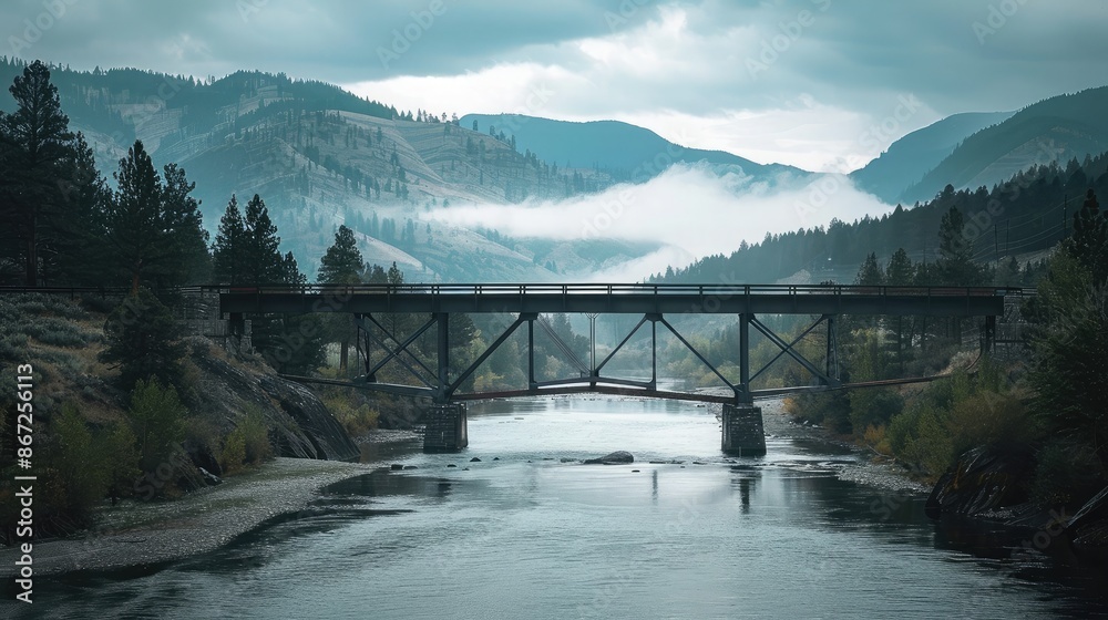 Obraz premium A bridge spanning a river, representing connection and overcoming obstacles
