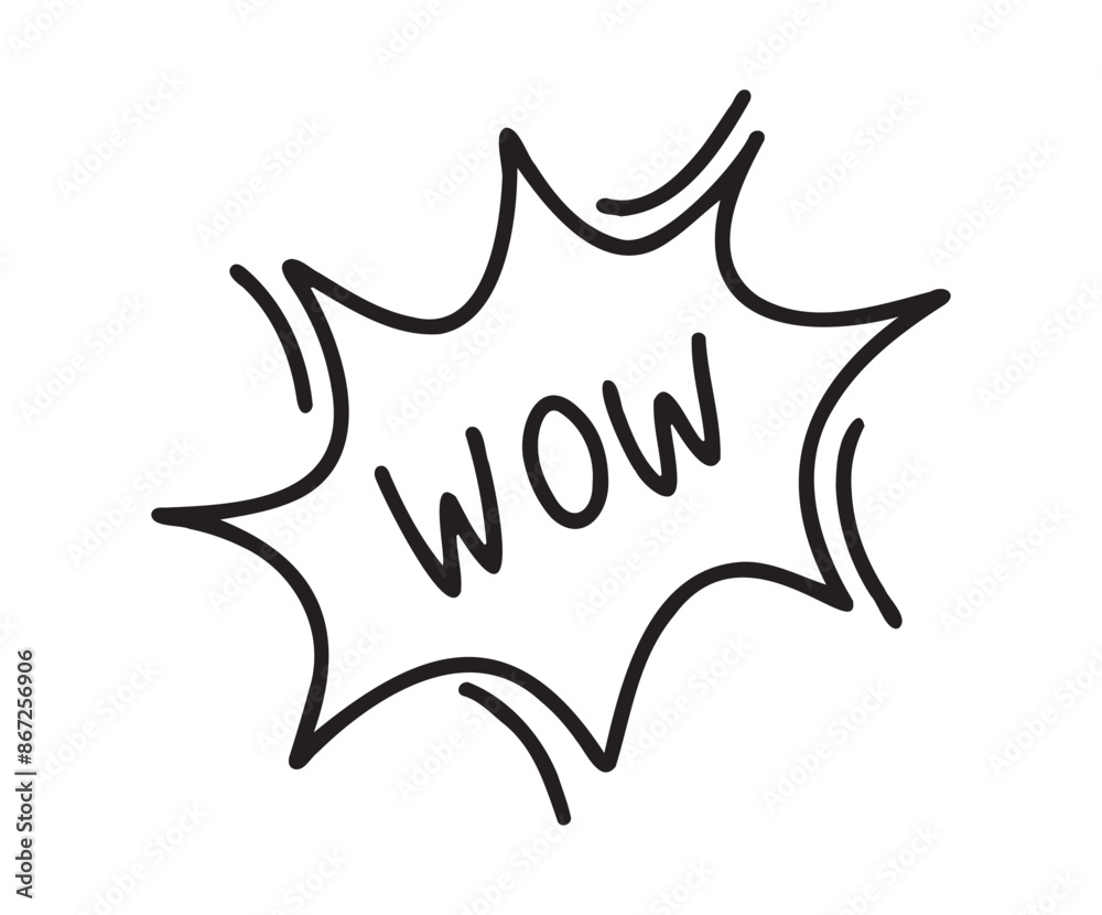Wow Hand drawn cloud speech bubble element wow text. Explosion cloud icon. Isolated Comic doodle sketch style Wow Hand drawn cloud speech bubble element wow text. Explosion cloud icon. Isolated Comic doodle sketch style