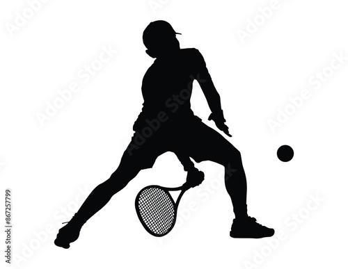 Man playing tennis silhouette vector