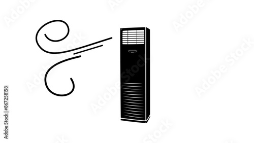 Floor Standing Air Conditioner, black isolated silhouette