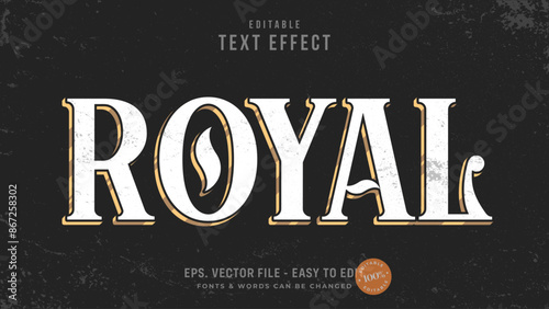 Retro vintage gold editable text effect, royal text