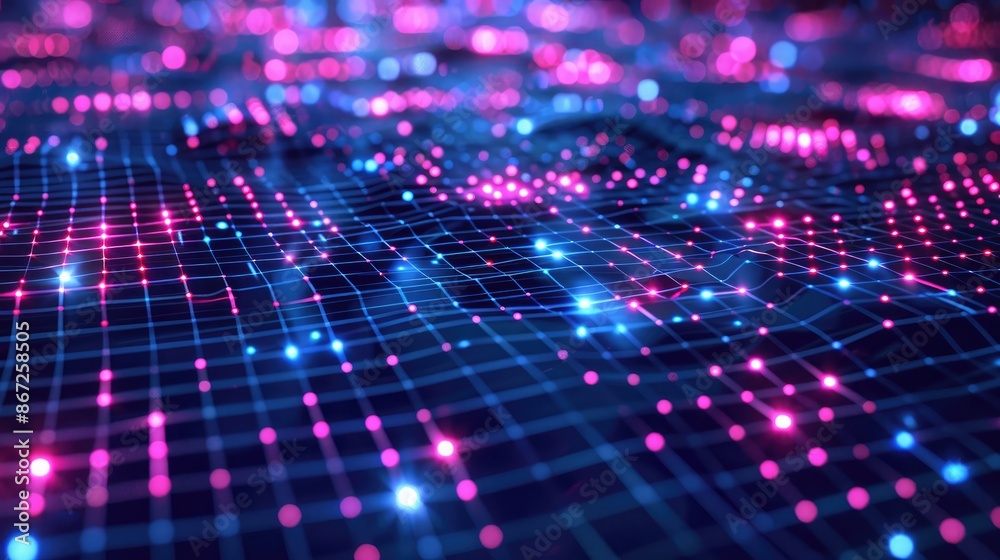 Abstract grid with glowing points and lines, symbolizing scientific data. Abstract grid with glowing points and lines, symbolizing scientific data.