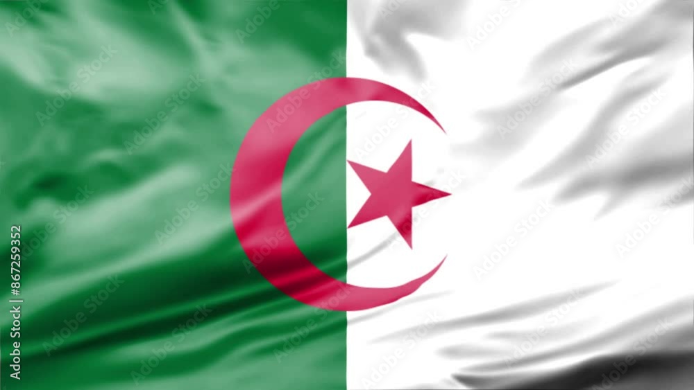 Animation of Waving Algeria Flag