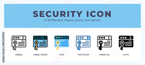 Security icon in different style vector illustration.