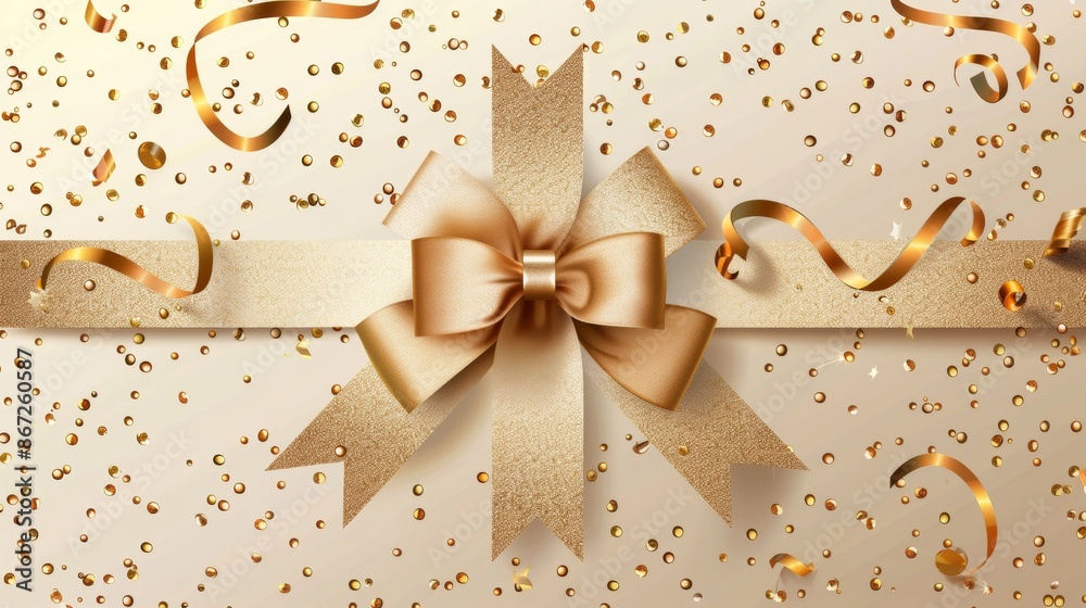 Gift card designs with elegant bow and confetti. Customizable greeting card set. Vector graphic. Gift card designs with elegant bow and confetti. Customizable greeting card set. Vector graphic.