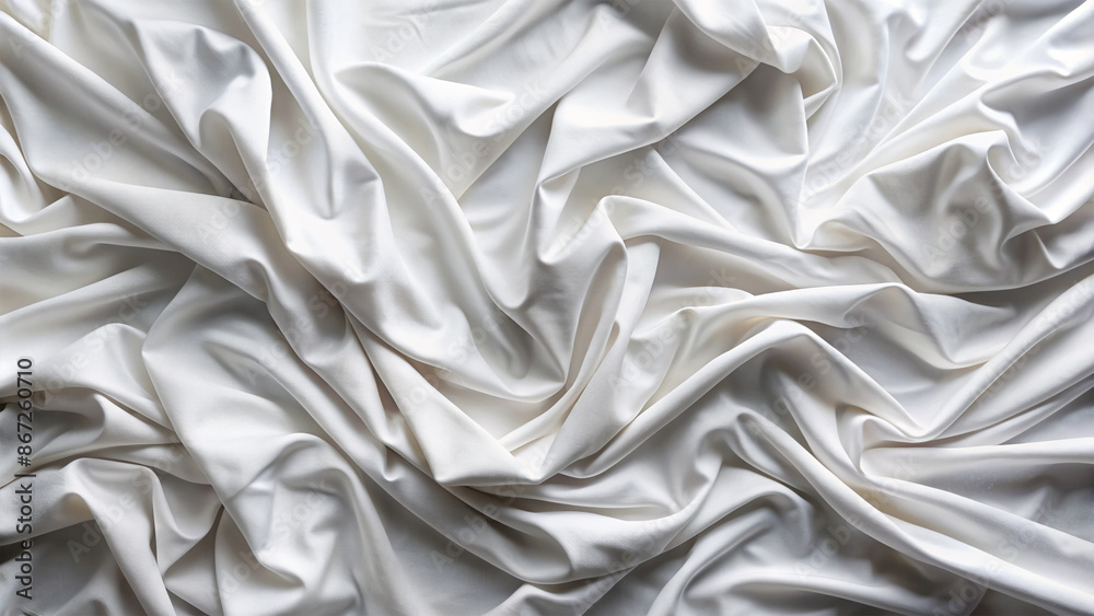 Texture with crumpled white silk fabric, top view.
Texture with crumpled white silk fabric, top view.