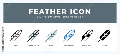 Feather icons set of simple vector illustration.
