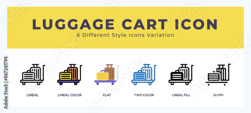 Luggage cart icon set. vector illustration.