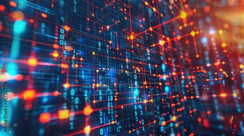 Wallpaper Mural Abstract digital grid with highlighted points and data exchange symbols. Torontodigital.ca