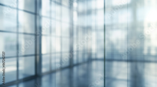 Blurred image of modern office blur effect background concept to use in the background The color tone of the picture has sunlight.