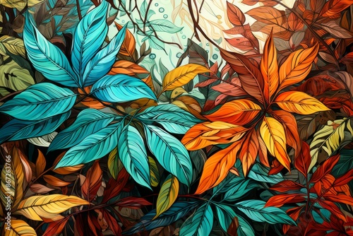 Leaves Material Structure Background - Generative AI © Sidewaypics