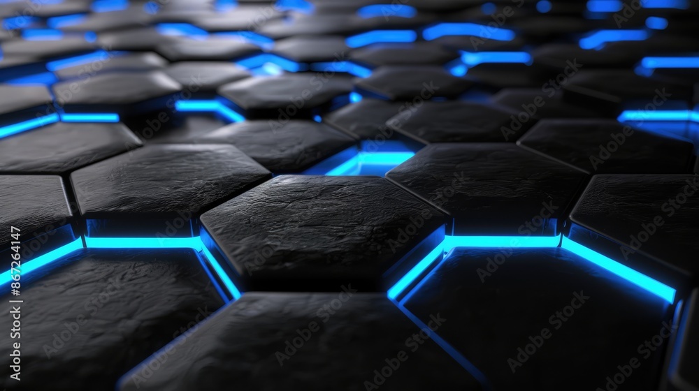 Fototapeta premium Abstract Black and Blue Hexagonal Pattern