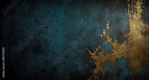 dark grunge background, blue, golden, black