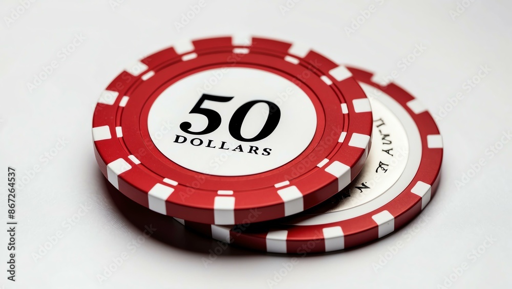create an image of a single red dollar poker chip on background create an image of a single red dollar poker chip on background