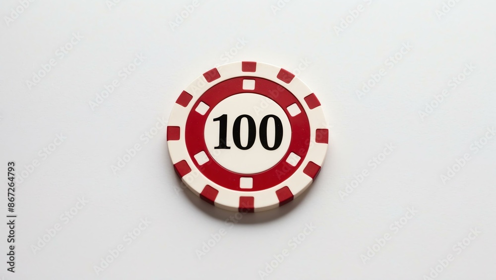 create an image of a single red dollar poker chip o background create an image of a single red dollar poker chip o background