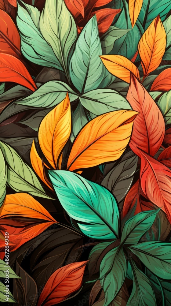 Fototapeta premium Leaves Material Structure Background - Generative AI