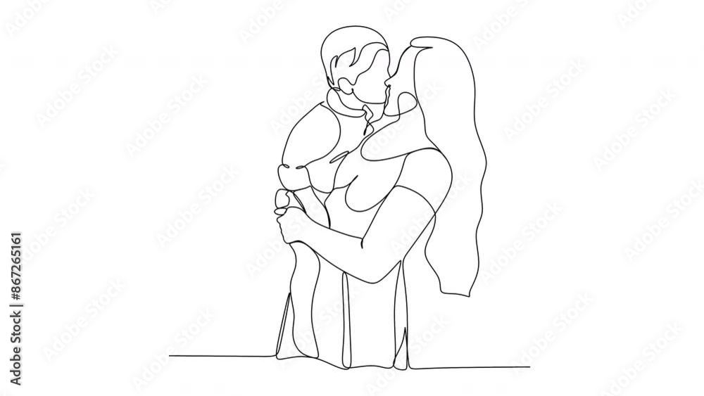 Continuous line drawing of mother and child . Mothers Day. Vector illustration Continuous line drawing of mother and child . Mothers Day. Vector illustration