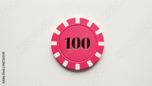 create an image of a single pink dollar poker chip background