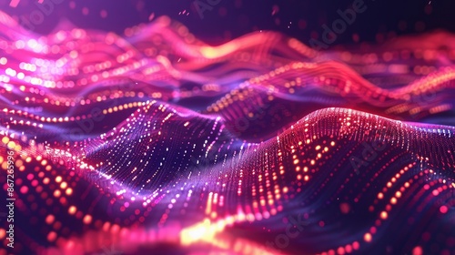 Abstract tech background with moving lines and data streams in bright colors. © buraratn