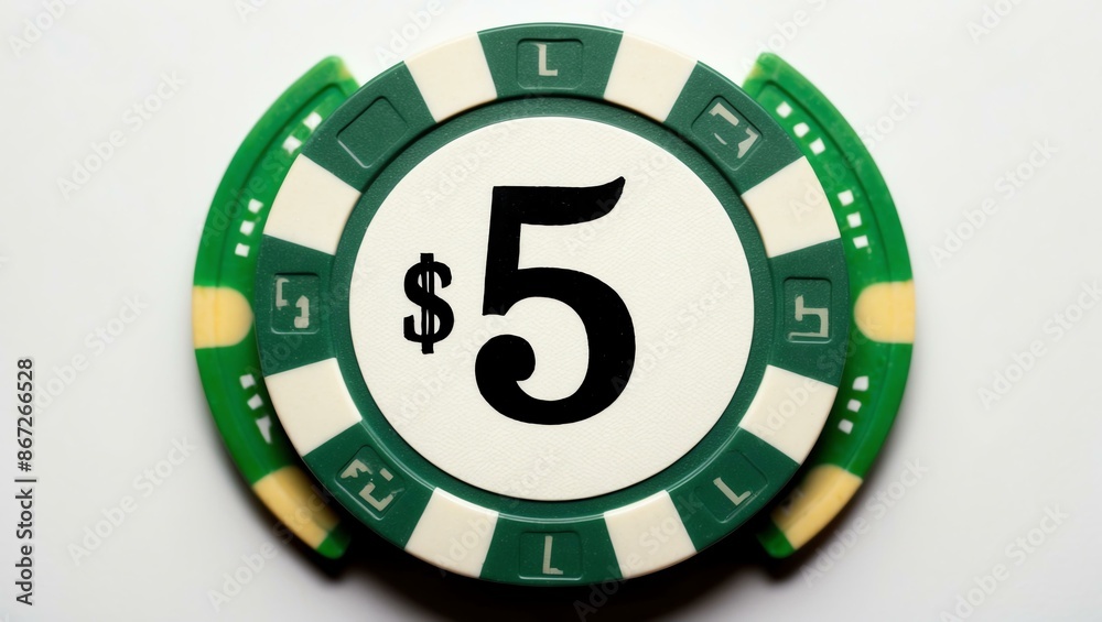 create an image of a single green dollar poker chip o background create an image of a single green dollar poker chip o background
