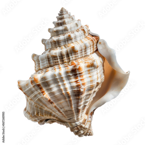 seashell top view full length on transparency background PNG 