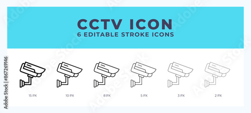 Cctv vector icon for web and app. Editable stroke vector illustration