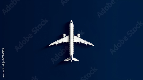 Minimalist airplane silhouette on a deep navy background symbolizing the essence of modern travel dreams 