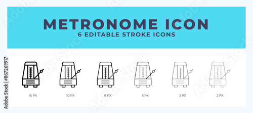 Metronome vector icon. With different stroke vector illustration.