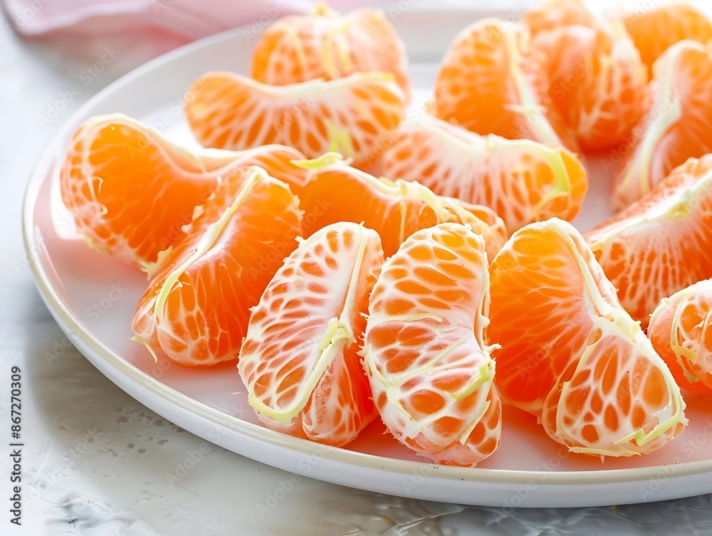 Closeup Photo of Mandarin Orange Segments on White Plate Closeup Photo of Mandarin Orange Segments on White Plate