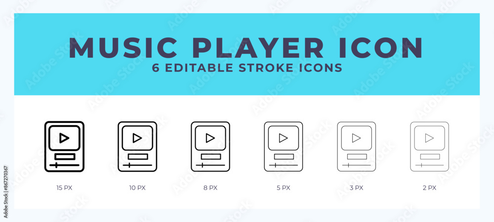 Music player icon symbol. Logo illustration thin line. Bold line vector icons. Editable stroke Music player icon symbol. Logo illustration thin line. Bold line vector icons. Editable stroke