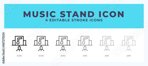 Music stand icon with editable stroke. Outline icon vector illustration.