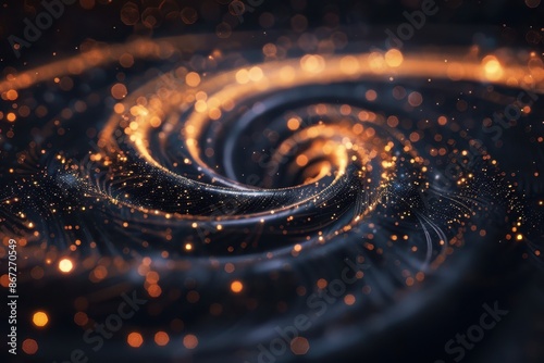 a black and gold swirl with lights photo
