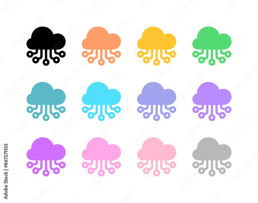 Editable cloud network, computing vector icon. AI technology, artificial intelligence, computer. Part of a big icon set family. Perfect for web and app interfaces, presentations, infographics, etc Editable cloud network, computing vector icon. AI technology, artificial intelligence, computer. Part of a big icon set family. Perfect for web and app interfaces, presentations, infographics, etc