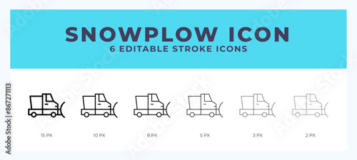 Snowplow icon vector illustration. With editable stroke for web. App and more.