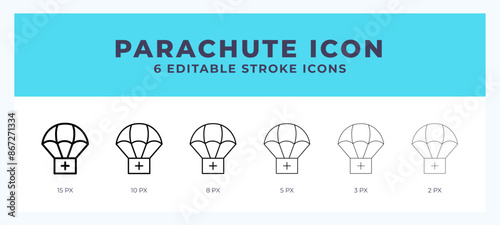 Parachute line icon symbol. Logo. Icon vector illustration with editable stroke.