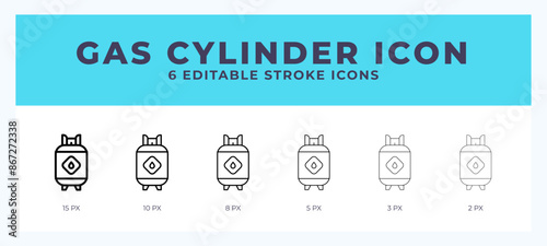 Gas cylinder line icon for websites and apps. Vector illustration with editable stroke.