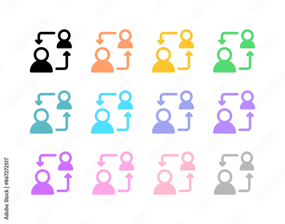 Editable turnover, exchange, substitue, replace, switch, users, accounts vector icon. Work, job. Part of a big icon set family. Perfect for web and app interfaces, presentations, infographics, etc Editable turnover, exchange, substitue, replace, switch, users, accounts vector icon. Work, job. Part of a big icon set family. Perfect for web and app interfaces, presentations, infographics, etc
