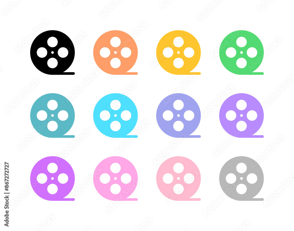 Editable film reel, movie roll vector icon. Movie, cinema, entertainment. Part of a big icon set family. Perfect for web and app interfaces, presentations, infographics, etc Editable film reel, movie roll vector icon. Movie, cinema, entertainment. Part of a big icon set family. Perfect for web and app interfaces, presentations, infographics, etc