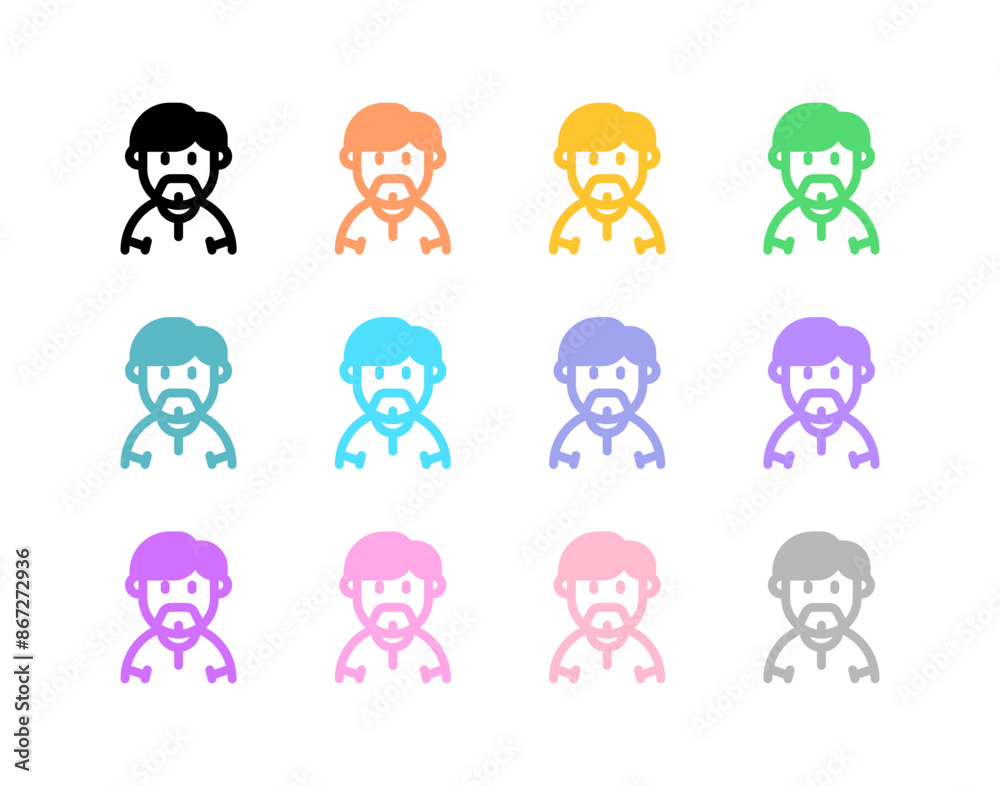 Editable beardy guy with sidecomb hairstyle avatar vector icon. User, profile, identity, persona. Part of a big icon set family. Perfect for web and app interfaces, presentations, infographics, etc Editable beardy guy with sidecomb hairstyle avatar vector icon. User, profile, identity, persona. Part of a big icon set family. Perfect for web and app interfaces, presentations, infographics, etc