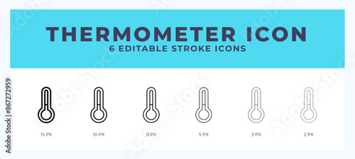 Thermometer icon. Regular line. Thin line. Bold line. Vector illustration.