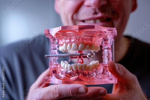 Dental Model Held by a Man in a Close-Up View photo