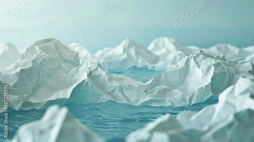 A crumpled paper ball unfolds into a sprawling origamiinspired landscape with delicate folds forming mountains rivers and valleys High Quality High Clarity Space for Text
