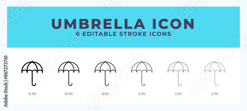 Umbrella icon. Editable stroke line icon vector illustration.